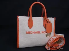 ■新品■未使用■ MICHAEL KORS マイケルコース キャンバス×レザー 2WAY ハンドバッグ ショルダー ベージュ系×オレンジ系 BJ9412