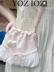 バッグ レディース ショルダーバッグ 上質なリボン付きストライプ柄ショルダークロスボディバッグ、ニッチ性ファッション多機能デザイン、可愛い女性用ハンドバッグ