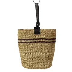 SAZABY(サザビー) ハンドバッグ - ベージュ×ボルドー×ダークブラウン かごバッグ レザー