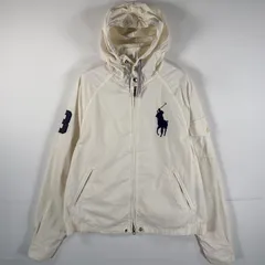 古着 00’s/00年代 ポロバイラルフローレン Polo by Ralph Lauren ジップアップパーカー ビッグポニーー フルジップ M  ホワイト メンズ