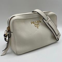 PRADA プラダ ショルダーバッグ ダブルジップ Wジップ ヴィッテロフェニックス 1BH079 レザー ホワイト ミニショルダー ポシェット