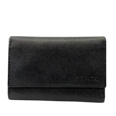 PRADA プラダ 6連 キーケース コンパクト ロゴ レザー ブラック