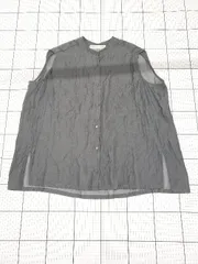 ◇ ⊂ nano universe ナノユニバース バンドカラー ノースリーブ シャツ ブラウス サイズF ブラック系 レディース E  【1508060002747】