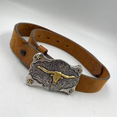 Tony Lama Kid's Aged Bark Little Texas Western Belt C60119 ブラウン 26