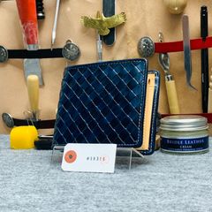 イントレチャート 編み込み メンズ財布　長財布 ラウンドファスナー 二つ折り財布