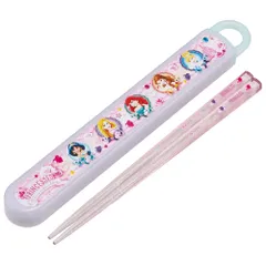 スケーター(Skater) 子供用 箸 箸箱セット 16.5cm お弁当用 抗菌加工 開けやすいスライド式 日本製 女の子 ディズニー プリンセス 24 ABS2AMAG-A [箸セット]