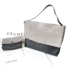 良品 CELINE セリーヌ カーフスキン オールソフト ポーチ付き ワンショルダーバッグ グレー×ブラック レディース 古着 中古 USED