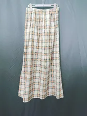 ◇ Θ FURFUR ファーファー チェック柄 ロング ナロー スカート サイズONE ベージュ オレンジ系 マルチ レディース E  【1507230005472】