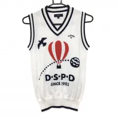 キャロウェイ ニットベスト 白×ネイビー 気球 コットン混  レディース M ゴルフウェア Callaway