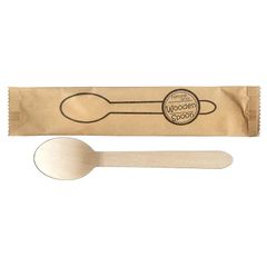 九州紙工 クラフト完封 ウッドスプーン 紙包装 100本入り 木製 個包装 使い捨て エコ カフェ アウトドア おもてなし WS-001 0