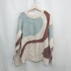 ◇ ⊇ LOWRYS FARM 総柄 長袖 ニット セーター サイズF ベージュ ブラウン ブルー レディース E  【1503060010495】