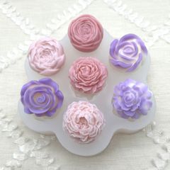 立体花mix 7穴 (直径3cm) バラ ローズ 薔薇 カーネーション シリコンモールド　シリコン型 キャンドルモールド キャンドル型 H9