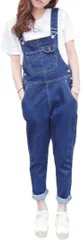 kanaelun デニム オーバーオール レディース 子供 オールインワン サロペット ジーンズ アウトドア ディープブルー スリム( ディープブルー（スリム）,  XS)