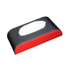 MAKUMINORS 車 ティッシュ ケース 吊り下げ ワンタッチ取付 ボックス サンバイザー おしゃれ 収納 スリム 車用 カスタム カー用品 内装 便利 黒 赤 ブラック×レッド [ブラック×レッド]