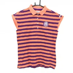 ジャックバニー 半袖ポロシャツ オレンジ×パープル ボーダー 凸凹生地 ロゴワッペン レディース 1(M) ゴルフウェア Jack Bunny