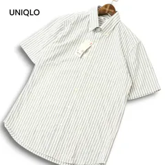【新品 23SS】 UNIQLO ユニクロ ストライプ 半袖 ドライ ノンアイロン ジャージー ボタンダウン シャツ Sz.M メンズ 未使用