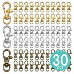 ナスカン キーホルダー金具 30個セット 全長38mm 内径10mm 回転フック アクセサリ金具 亜鉛合金製