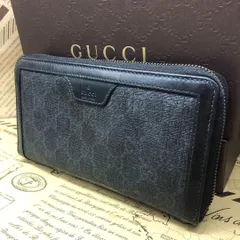 グッチ GGスプリーム 長財布 ラウンド カード ブラック SG2901B