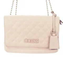 ゲス GUESS チェーンバッグ ショルダーバッグ キルティング PUレザー ロゴ ペールカラー ピンク /AH7 ■GY11