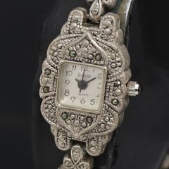 ジャンク】DIAMOND SV925 マーカサイト装飾 アンティーク調 腕時計