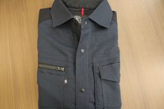 A-9078　ストレッチ長袖シャツ　L　ネイビー