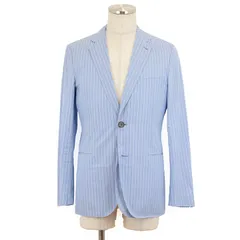【美品】エルメス ストライプ柄 レイヤード風 シャツ ジャケット コットン100％ メンズ サイズ 46 サックスブルー イタリア製 HERMESのサムネイル