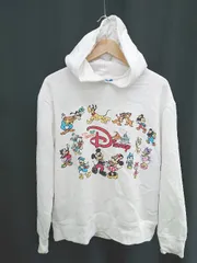 ◇ ⊇ Tokyo Disney Resort 裏起毛 長袖 プルオーバー パーカー サイズL ホワイト系 レディース E  【1507100003973】