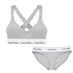 Calvin Klein(カルバンクライン)ck レディース ブラジャー ショーツ セット 無地 女性用 下着 QF1654+F3787　グレー