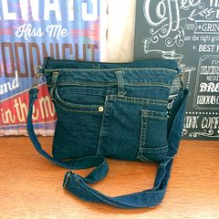 10★USEDデニムリメイク サコッシュ ショルダーバック ポシェット ジーパンリメイク ジーンズリメイク★