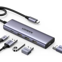 ★UGREEN Revodok 105 USB Cハブ 5-IN-1 HDMI 出力USB ハブ Type-C 100W PD急速充電 【3*USB 3.0 】5Gbps超高速データ転送用 スリムハブ 4K@30Hz