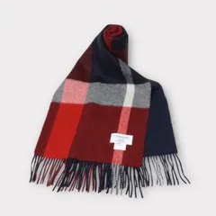 SHIPS シップス マフラー ダブルフェイス チェック カシミヤ100% 未使用品 レッド/グレー