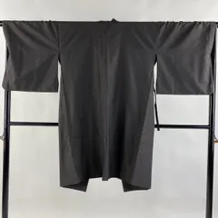道中着 身丈103cm 裄丈68.5cm L 和装コート 着物衿 やまと 小花 格子 焦茶色 正絹 美品 逸品 【中古】