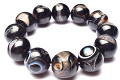 【１点物】大珠◇笑口ジオード ブラックサードオニキス　20mm　ブレスレット _MA1054
