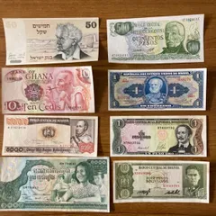 ▽Cc右1064 海外紙幣ピン札BANKNOTES OF NATIONS 72点