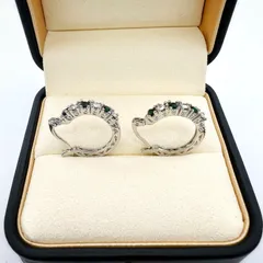 G047 ピアス　フープ　エメラルド　K18WG　ブランド　ホワイトゴールド