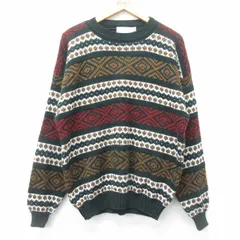 XL/古着 シアーズ 長袖 セーター メンズ 90s アクリル クルーネック 緑他 グリーン 24dec04 中古 ニット トップスのサムネイル