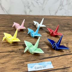 【美濃焼】鶴 ツル 箸置き 7色 カトラリーレスト 折り鶴 Mino Ware Porcelain Origami Crane Chopstick Rest Set of 7 Colors