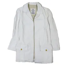 ワイズ Y's YOHJI YAMAMOTO コットン リネン Pigment Print Coat ジャケット ボタンレス 長袖 アウター 白 ホワイト 2 メンズ YBA5 のサムネイル