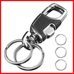 【即発送】キーホルダー カラビナ 車 バイク キーリング ワンタッチ [YINKE] 高い耐久性 キーケース おしゃれ軽量 簡単に取り付 ブラック メンズ