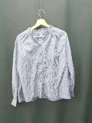 ◇ ⊂ Φ N.Natural Beauty Basic ストライプ柄 長袖 ブラウス サイズM ホワイト ブルー レディース E  【1411280049464】