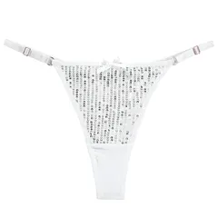 Tバックショーツ レディース スパンコール リボン 前面キラキラデザイン アジャスター付き サイドゴム 調節可能 セクシー 下着 ランジェリー 黒 白 赤 青 rt-037