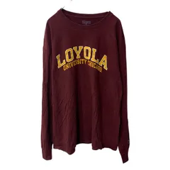 Champion 長袖 プリントTシャツ XL ワインレッド チャンピオン クルーネック カレッジロゴ スポーティー 古着卸 アメリカ仕入 a706-5814