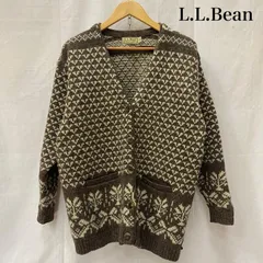 L.L.Bean エルエルビーン カーディガン 長袖 Vintage 80s USA製 ノルディック柄カーディガン ブラウン S