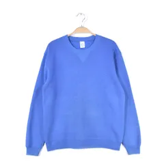 80s ラッセル USA製 ヴィンテージスウェット ブルー 青 無地 前V RUSSELL プリントタグ メンズM 古着 @CF0830