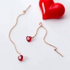 チェーン ハート ピアスRose Gold スターリングシルバー　レディース