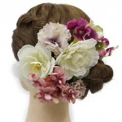 髪飾り 成人式 振袖 前撮り 袴 花 浴衣 夏祭り 花火大会 豪華8点セット 白 紫 ヘアアクセ かんざし ヘッドドレス 卒業式 結婚 No.9-3923