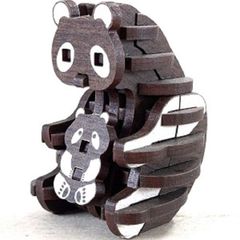 パズル造形　ミニチュア動物「パンダ」　シート貼りＭＤＦウォルナット（濃茶）