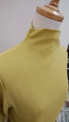 長袖ボトルネックのカットソース　イエロー