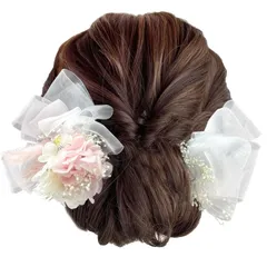 【人気商品】振袖 袴 ドライフラワー 着物 ホワイト カスミ草 ブルー 入学式 イエロー ピンク 卒業式 レッド 成人式 シルバーデイジー リボン玉飾り 浴衣 ヘアアレンジ 髪飾り A00807