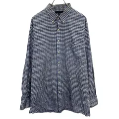 TOMMY HILFIGER 長袖 チェックシャツ 18 XL ブルー ホワイト トミーヒルフィガー ボタンダウン 胸ポケット 古着卸 アメリカ仕入 a704-5652